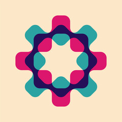Geometric object  with riso print effect. Vector. Graphic element  for fabric, textile, clothing, wrapping paper, wallpaper, poster. Graphic element.  Perfect For your own decoration or design