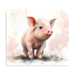 Schweinchen Wasserfarben Illustration. Generative AI