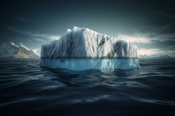Fototapeta na wymiar Realistic 3D illustration of a stunning white iceberg submerged in water, representing global warming. Generative AI