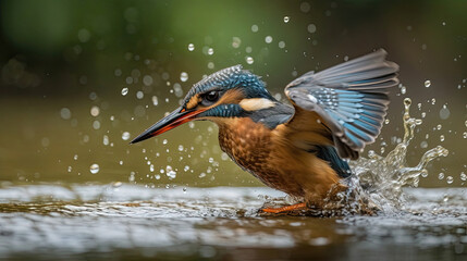 photo of kingfisher bird animal with blur background