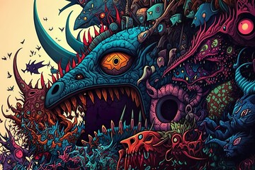 Obraz premium Monster abstract created with generative AI technology