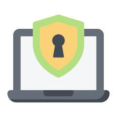 Secure Laptop Flat Icon