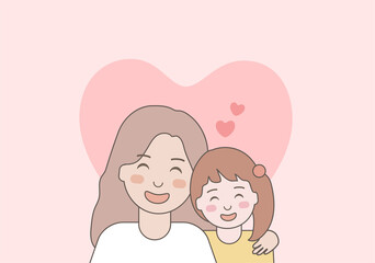 Mother and Daughter Smiling Together. Happy mother's day.