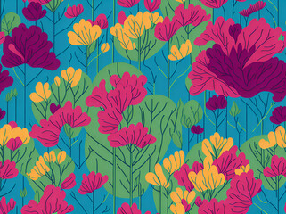 flower, pattern, seamless, floral, vector, nature, poppy, spring, wallpaper, art, design, illustration, leaf, decoration, plant, summer, rose, ornament, texture, drawing, vintage, fabric, blossom, flo