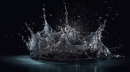 Obraz na płótnie Canvas High-Speed Splash, Intricate Water Collision, water splashes forming Generative Ai
