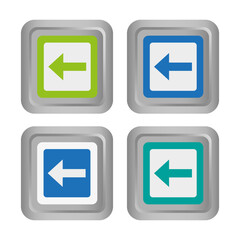 colored arrow buttons. Volumetric square buttons with arrows. Vector illustration.