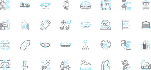 Operator linear icons set. Support, Assistance, Control, Management, Communication, Functionality, Coordination line vector and concept signs. Leadership,Direction,Organization outline Generative AI
