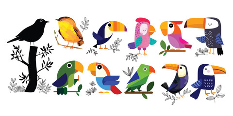 Set of birds icon colorful vector illustration collection. © Suryadi