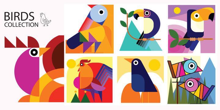 Set of birds icon colorful vector illustration collection.