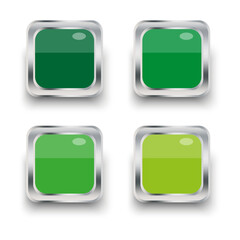 square colored three-dimensional buttons. Volumetric square buttons. Vector illustration.