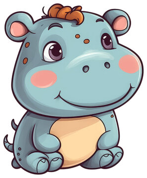Funny and cute hippopotamus transparency sticker.