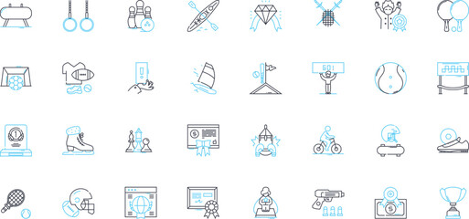 Direction linear icons set. Navigation, Orientation, Route, Bearings, Pathway, Heading, Guide line vector and concept signs. Positioning,Trajectory,Suggestions outline illustrations Generative AI