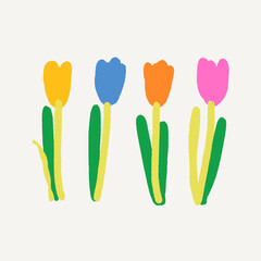 Hand drawn Easter illustration with tulips on the beige background, great for banners, wallpapers, wrapping.