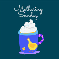 Mothering sunday greeting card. Hand drawn mug. Vector illustration.