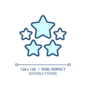 Five stars pixel perfect RGB color icon. High rating of company products. Customer feedback about service quality. Isolated vector illustration. Simple filled line drawing. Editable stroke
