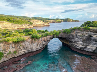 Aerial view of the coast of nusa penida in Indonesia