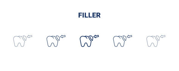 filler icon. Thin, light, regular, bold, black filler icon set from dental health collection. Editable filler symbol can be used web and mobile
