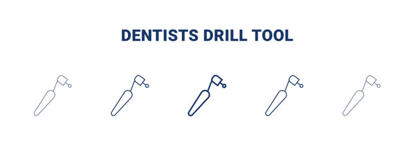 dentists drill tool icon. Thin, light, regular, bold, black dentists drill tool icon set from dental health collection. Editable dentists drill tool symbol can be used web and mobile