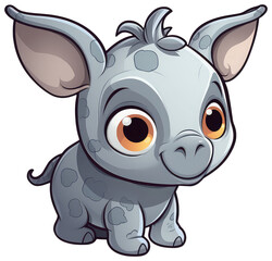 Funny and cute rhino transparency sticker.