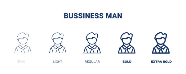 bussiness man icon. Thin, light, regular, bold, black bussiness man icon set from people and relation collection. Outline vector. Editable bussiness man symbol can be used web and mobile