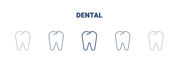 dental icon. Thin, light, regular, bold, black dental icon set from dental health collection. Editable dental symbol can be used web and mobile