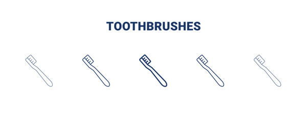 toothbrushes icon. Thin, light, regular, bold, black toothbrushes icon set from dental health collection. Editable toothbrushes symbol can be used web and mobile