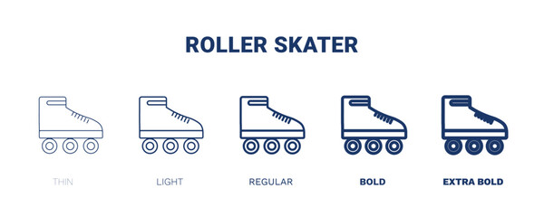 roller skater icon. Thin, light, regular, bold, black roller skater icon set from fashion and things  collection. Editable roller skater symbol can be used web and mobile