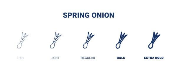 spring onion icon. Thin, light, regular, bold, black spring onion icon set from vegetables and fruits collection. Editable spring onion symbol can be used web and mobile