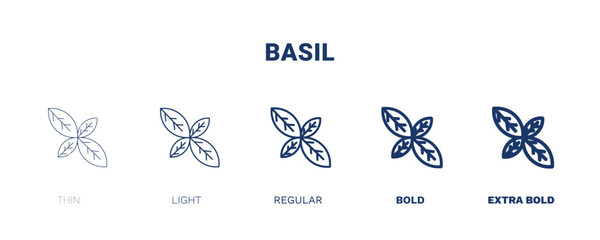 basil icon. Thin, light, regular, bold, black basil icon set from vegetables and fruits collection. Editable basil symbol can be used web and mobile