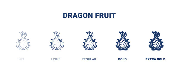 dragon fruit icon. Thin, light, regular, bold, black dragon fruit icon set from vegetables and fruits collection. Editable dragon fruit symbol can be used web and mobile