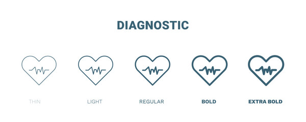 diagnostic icon. Thin, light, regular, bold, black diagnostic icon set from medical and healthcare collection. Editable diagnostic symbol can be used web and mobile