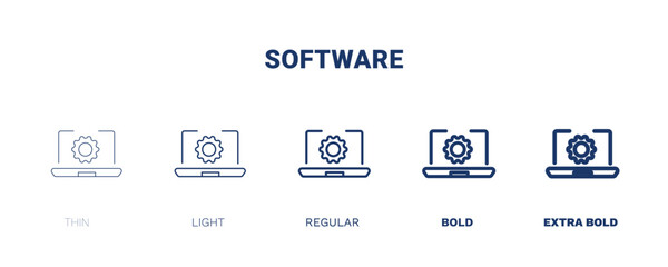 software icon. Thin, light, regular, bold, black software icon set from information technology collection. Editable software symbol can be used web and mobile
