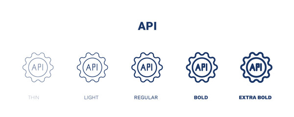 api icon. Thin, light, regular, bold, black api icon set from information technology collection. Editable api symbol can be used web and mobile