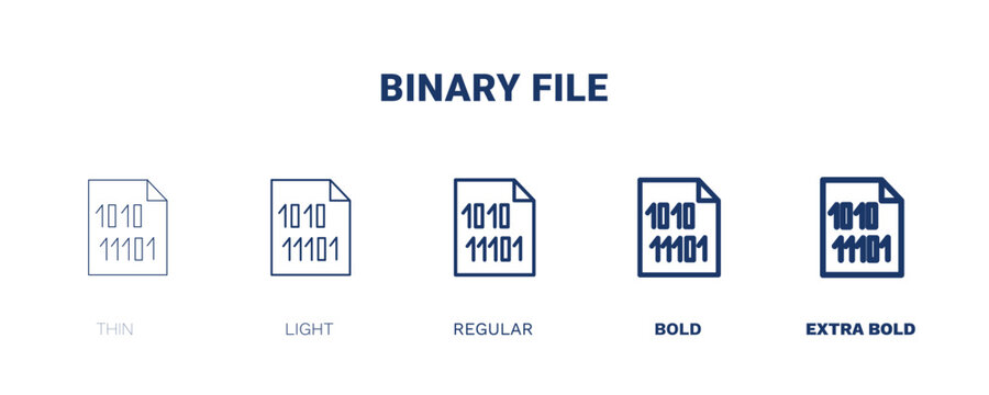binary file icon. Thin, light, regular, bold, black binary file icon set from information technology collection. Editable binary file symbol can be used web and mobile