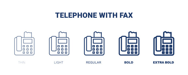 telephone with fax icon. Thin, light, regular, bold, black telephone with fax icon set from technology collection. Editable telephone with fax symbol can be used web and mobile