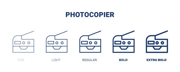 photocopier icon. Thin, light, regular, bold, black photocopier icon set from technology collection. Editable photocopier symbol can be used web and mobile