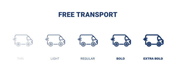 free transport icon. Thin, light, regular, bold, black free transport icon set from transportation collection. Editable free transport symbol can be used web and mobile