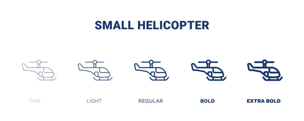 small helicopter icon. Thin, light, regular, bold, black small helicopter icon set from transportation collection. Editable small helicopter symbol can be used web and mobile