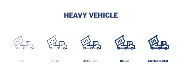 heavy vehicle icon. Thin, light, regular, bold, black heavy vehicle icon set from transportation collection. Editable heavy vehicle symbol can be used web and mobile