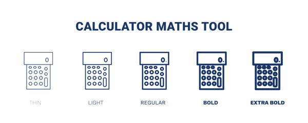 calculator maths tool icon. Thin, light, regular, bold, black calculator maths tool icon set from business and finance collection. Editable calculator maths tool symbol can be used web and mobile