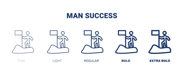 man success icon. Thin, light, regular, bold, black man success icon set from business and finance collection. Editable man success symbol can be used web and mobile