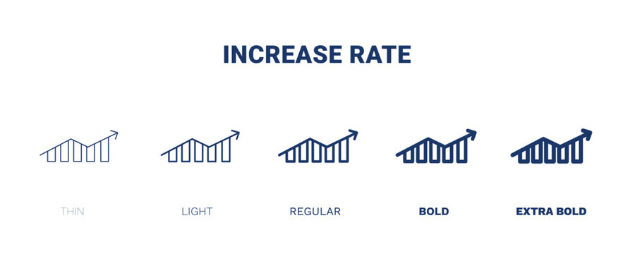 increase rate icon. Thin, light, regular, bold, black increase rate icon set from business and finance collection. Editable increase rate symbol can be used web and mobile