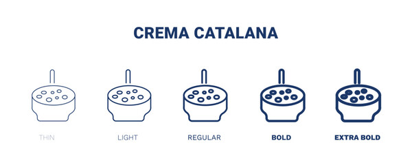 crema catalana icon. Thin, light, regular, bold, black crema catalana icon set from culture and civilization collection. Editable crema catalana symbol can be used web and mobile