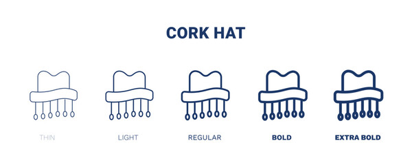 cork hat icon. Thin, light, regular, bold, black cork hat icon set from culture and civilization collection. Editable cork hat symbol can be used web and mobile
