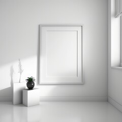 Obraz na płótnie Canvas blank picture frame in modern room with white background