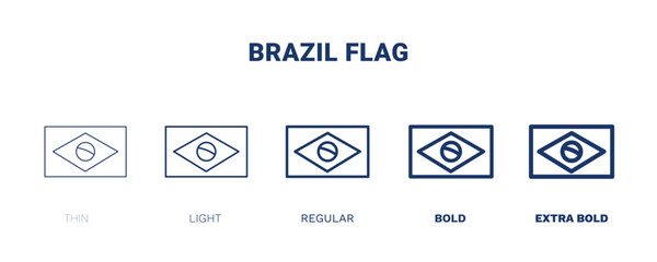 brazil flag icon. Thin, light, regular, bold, black brazil flag icon set from culture and civilization collection. Editable brazil flag symbol can be used web and mobile