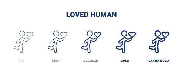 loved human icon. Thin, light, regular, bold, black loved human icon set from feeling and reaction collection. Editable loved human symbol can be used web and mobile