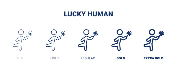 lucky human icon. Thin, light, regular, bold, black lucky human icon set from feeling and reaction collection. Editable lucky human symbol can be used web and mobile