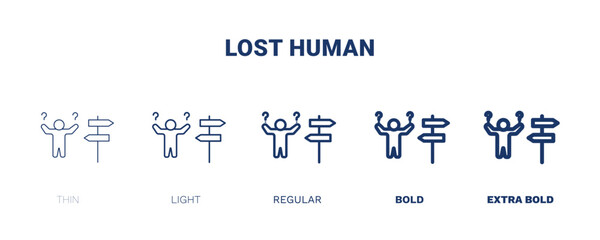 lost human icon. Thin, light, regular, bold, black lost human icon set from feeling and reaction collection. Editable lost human symbol can be used web and mobile