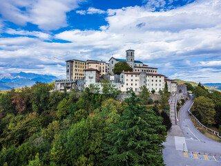 Naklejka premium Ancient fortified sanctuary of Castemonte. Spiritual lookout over the Natisone valleys.